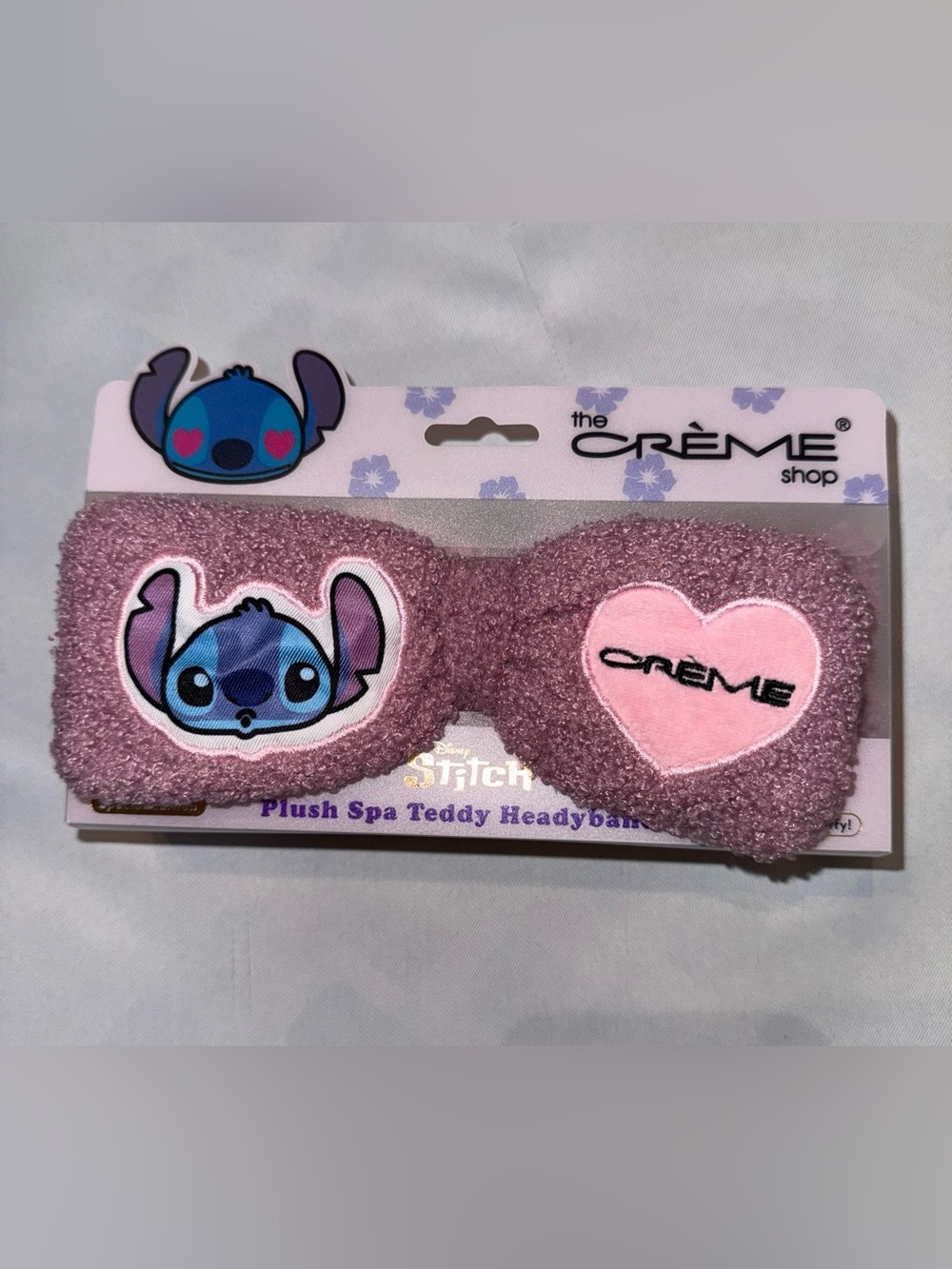 Disney Pink Plush Stitch Spa Teddy Headband